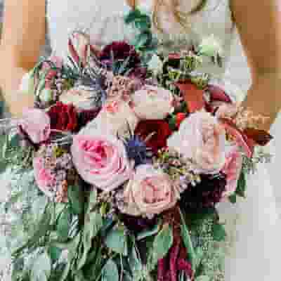 Royal Blush and Burgundy Wedding Bride Bouquet